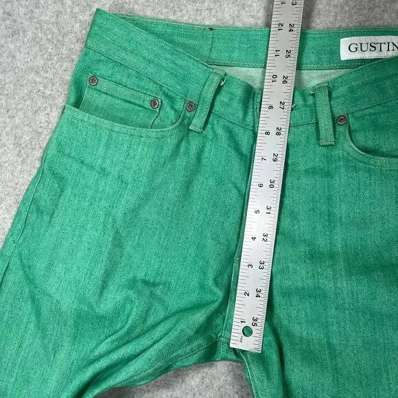 GUSTIN Selvedge Jeans Mens 31x32 Green Seafoam Stretch California Raw Japan 396 - Picture 7 of 15